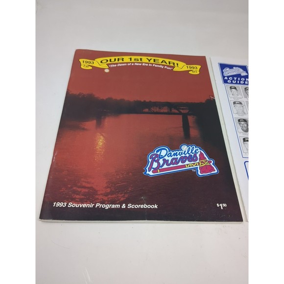Danville Braves 1993 1st Year Program Scorecard Roster Sheet & Game Ticket VTG - Picture 2 of 16